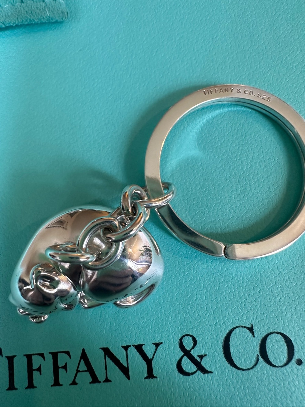 Tiffany & Co. Rare Sleeping Cat Key Ring 925 - Picture 3 of 7